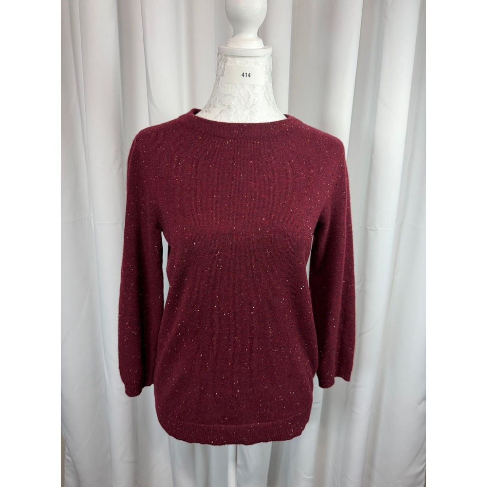 Talbots Burgundy Donegal Fleck 100% Cashmere Crew Neck Sweater Womens Small